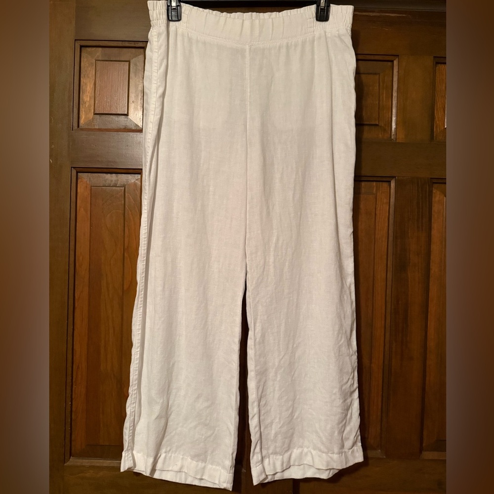 Lilly Pulitzer White Deri Linen Palazzo Wide Leg Pants